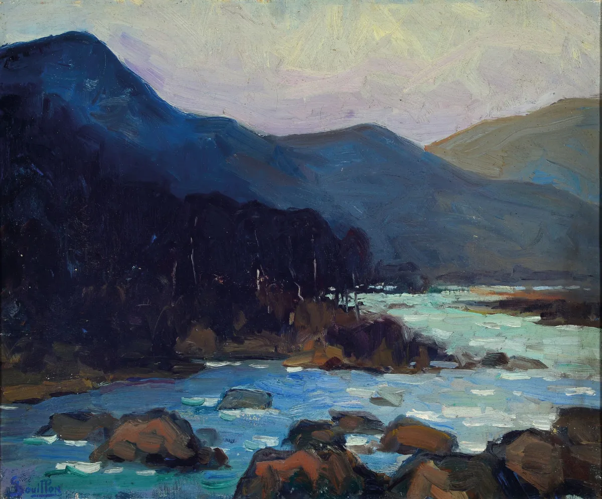 Georges Bouillon, 1891-1943, Belgian, river in the mountains, probably in the Ardennes, left