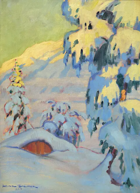 Heinz Balmer, 1903 Nidau-1964 Zofingen, paysage d'hiver expressif-réaliste, début