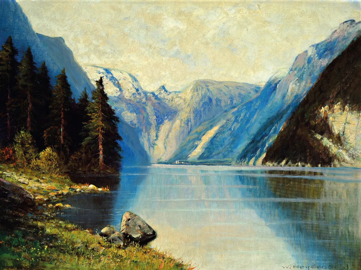 Walter Heydendahl, schilder van de Düsseldorfse School, 1e helft 20e eeuw, Am Königsee,