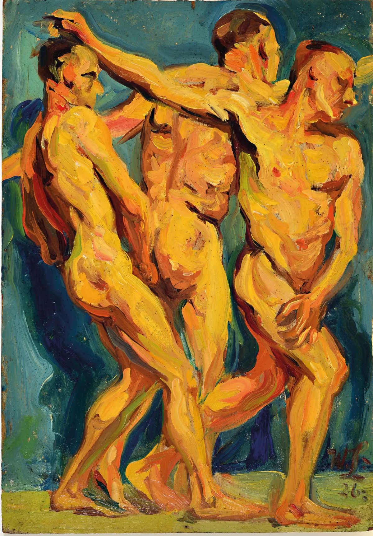 Wilhelm Lefebre, 1873 Frankfurt-1974 Meran, 3 männliche Akte, signiert und datiert