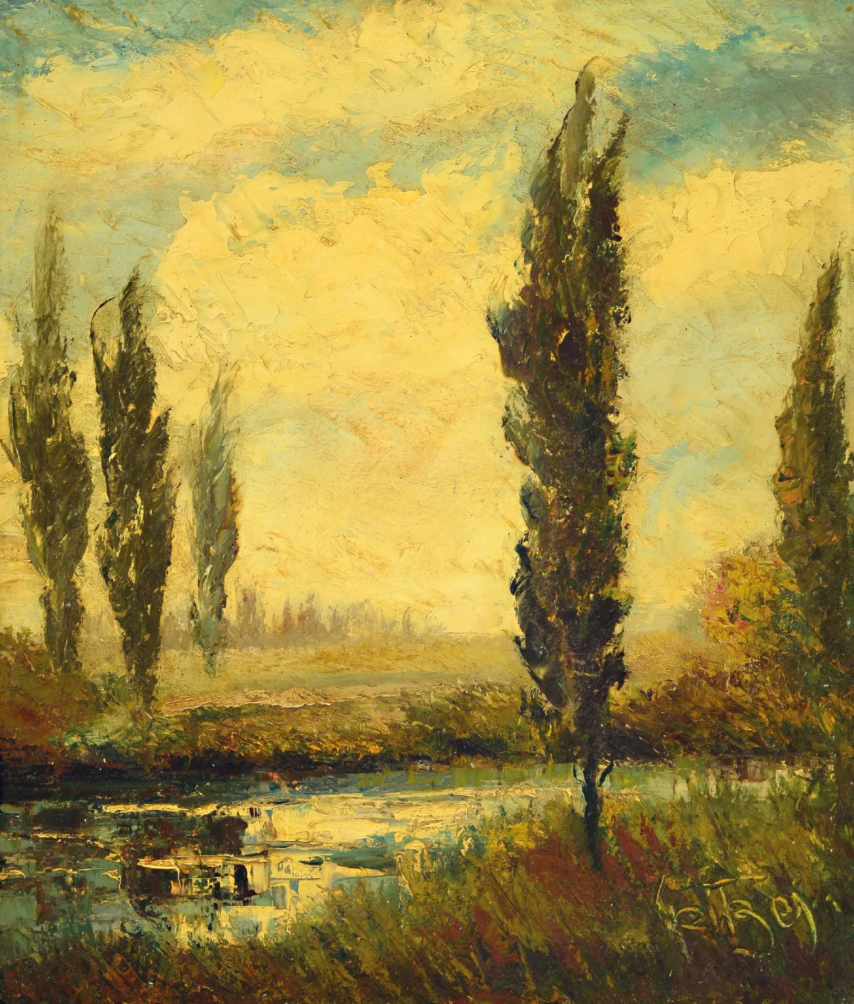Karl Philipp Spitzer, 1887-1954 Speyer, Altrheinlandschaft, signiert, Öl/Platte, Rahmen