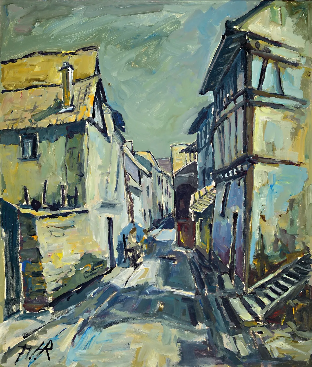 Heinz Reiss, 1923 Haßloch-2005, "Pfälzer Dorf" so verso bezeichnet, links unten