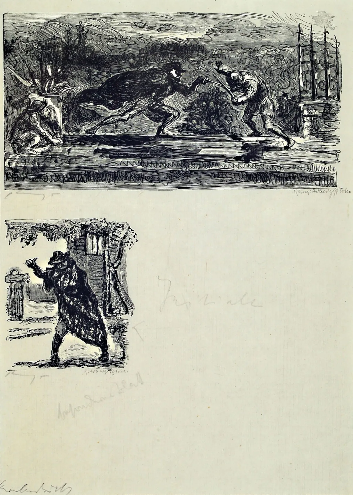 Max Slevogt 1868 Landshut-1932 Leinsweiler, 3 Holzschnitte zu "Don Juan", nach