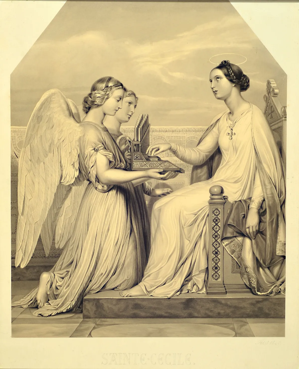 Nieznany artysta, Francja, datowany 1848, Święta Cecylia, patronka