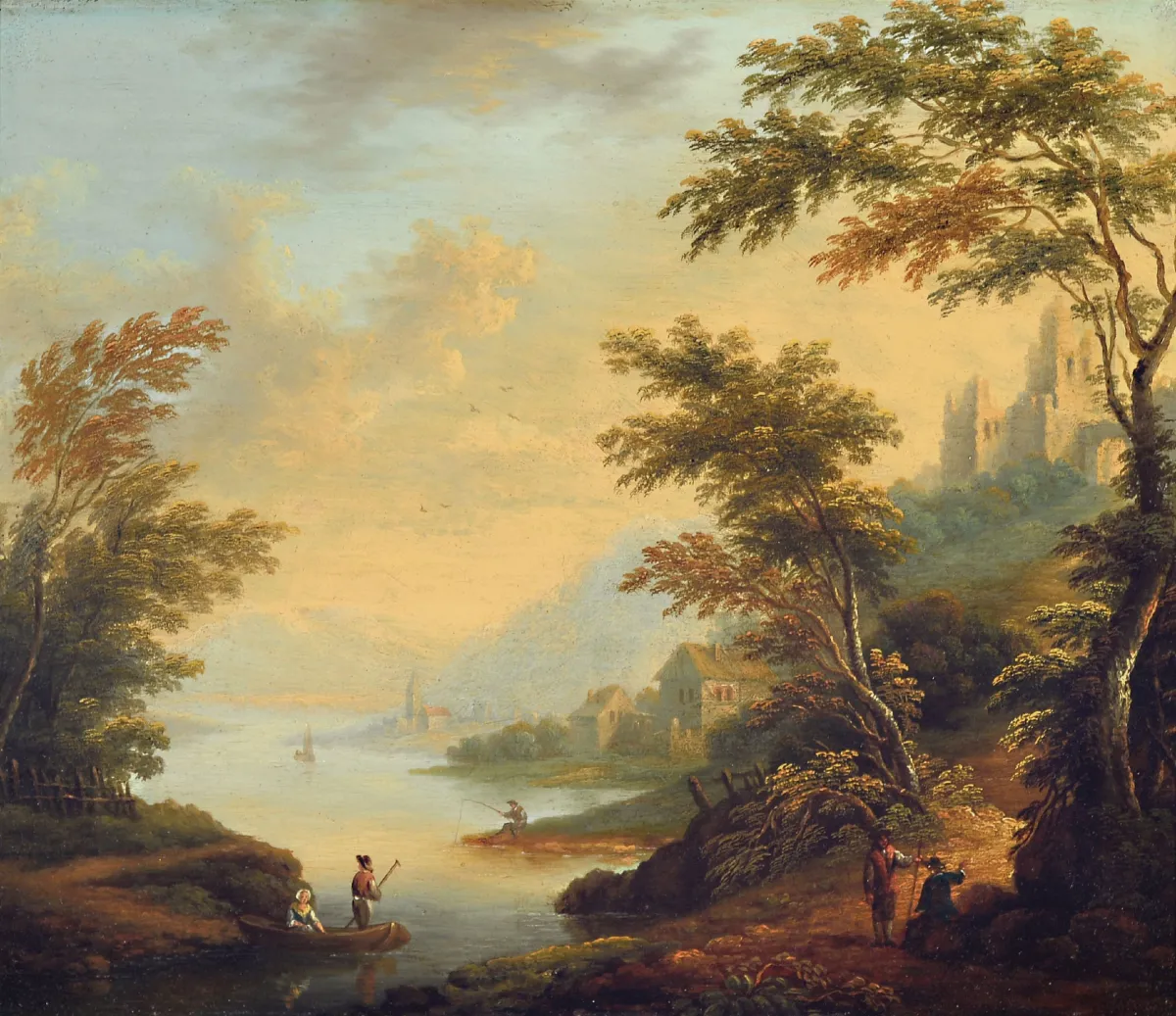 Navolger van Christian Georg Schütz de Oude (1718-1791), 18e eeuw, 2 werken: romantische