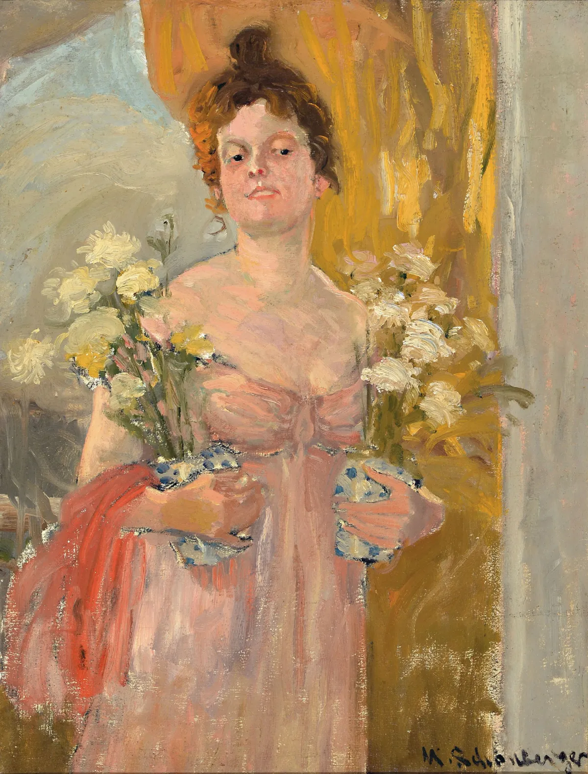Martin Schönberger, 1864 München-nach 1905 Zürich, Dreiviertelporträt einer Dame mit