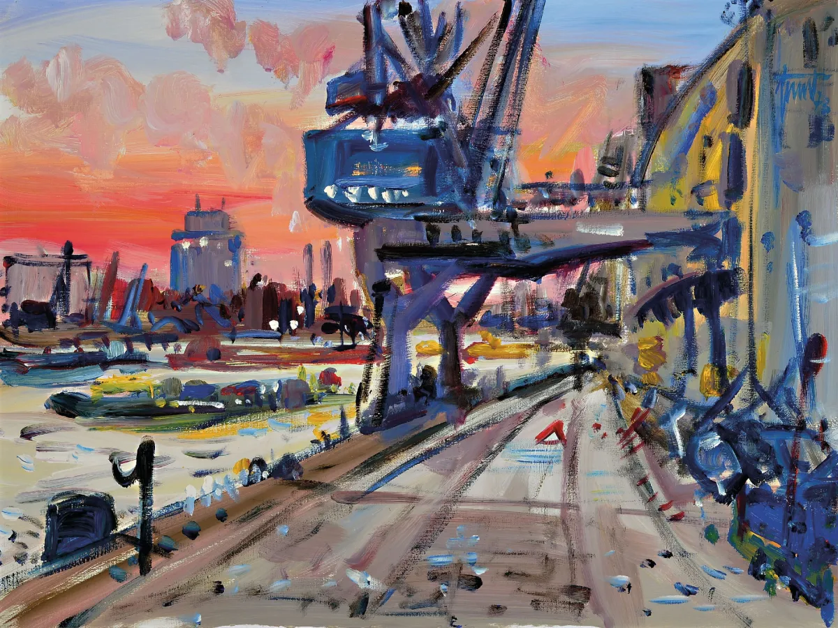 Georg Günther Zeuner, 1923 Dresden-2011 Speyer, Blick vom Mannheimer Rheinkai nach