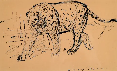 Otto Dill, 1884 Neustadt-1957 Bad Dürkheim, inkttekening, stappende panter,