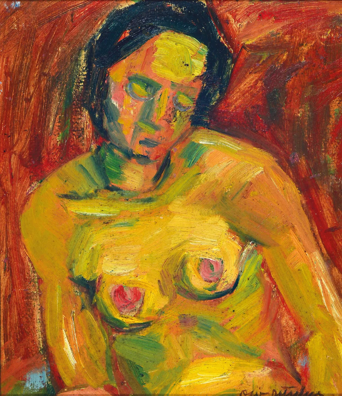 Otto Ditscher, 1903-1987 Neuhofen, nu féminin au style expressif-réaliste