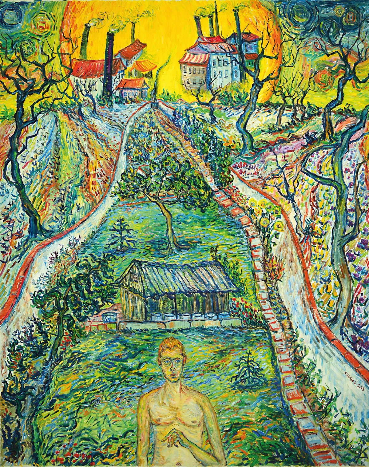 Peter Dörffel, 1935 Halle-2021 Heidelberg, Phantasielandschaft im Duktus Vincent van