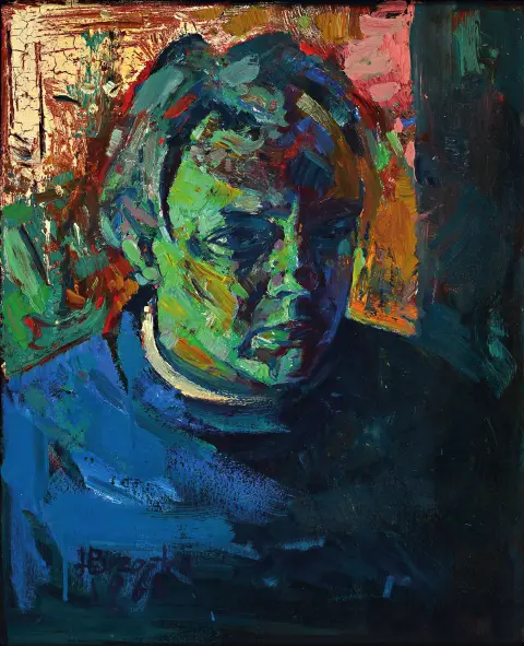 Heinz Brzoska, né en 1942 à Kattowitz, huile/panneau de fibres, signé, daté 1966, cadre env. 55x46 cm