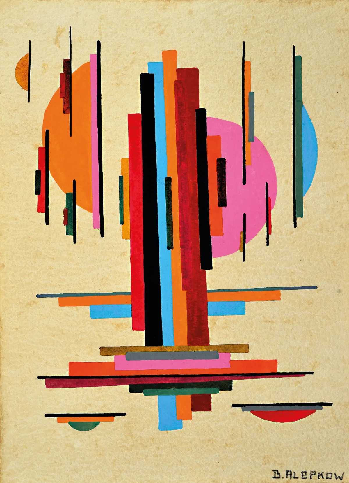 Boris Alepkow, ruský malíř 20. stol., 4 kvaše se suprematistickými