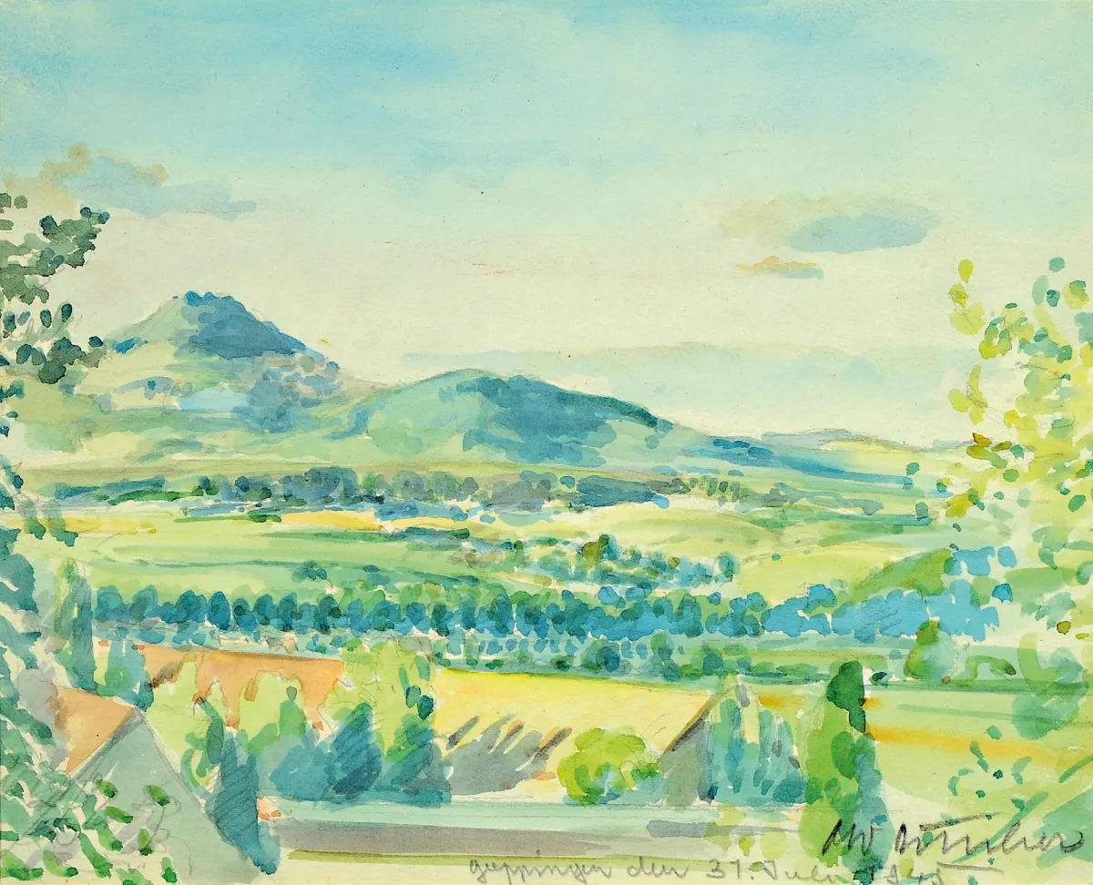 Otto Ditscher, 1903-1987 Neuhofen, 3 aquarellen: 2x hooien in Palts landschap, 1939