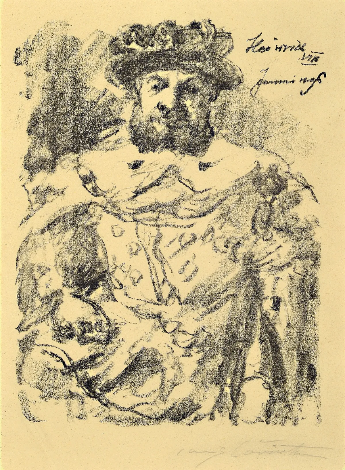 Lovis Corinth, 1858 - 1925, Heinrich VIII, Lithografie, handsigniert ca. 35 x 24 cm,