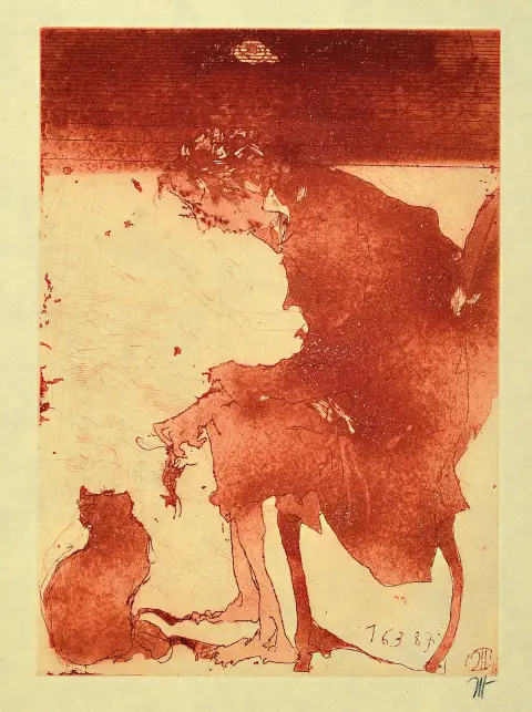 Horst Janssen, 1929 1995, Morgen Lydia, eau-forte de 1987, monogramme au verso, cachet Ed