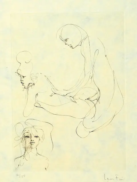 Leonor Fini, 1907 Buenos Aires-1996 Paris, 2 eaux-fortes, compositions érotiques, Ed