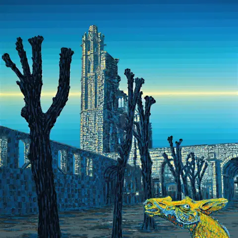 Klaus Wendel, 1935 Wollmesheim-2005, "Das singende Pferd", vue des ruines du monastère