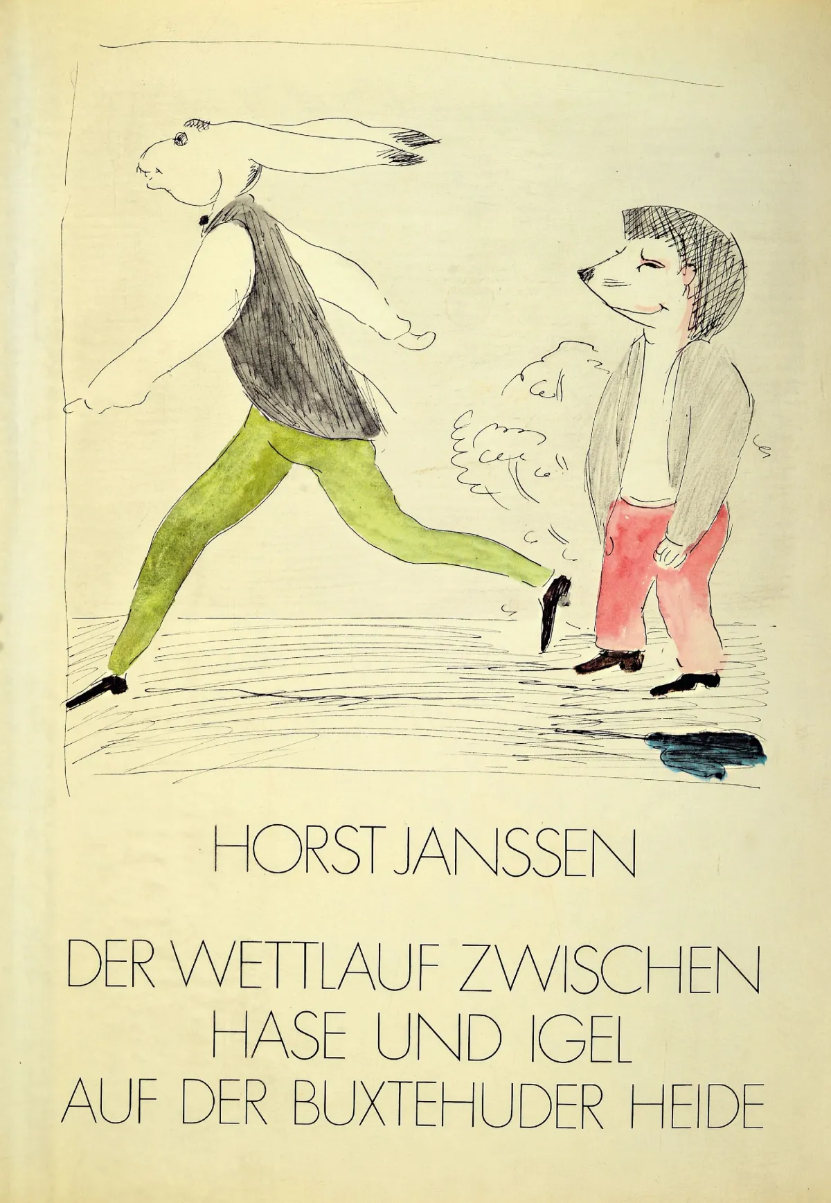 Horst Janssen, (1929-1995) "Der Wettlauf zwischen Hase und Igel auf der Buxtehuder"