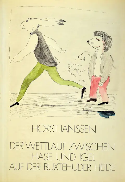 Horst Janssen, (1929-1995) "Der Wettlauf zwischen Hase und Igel auf der Buxtehuder"