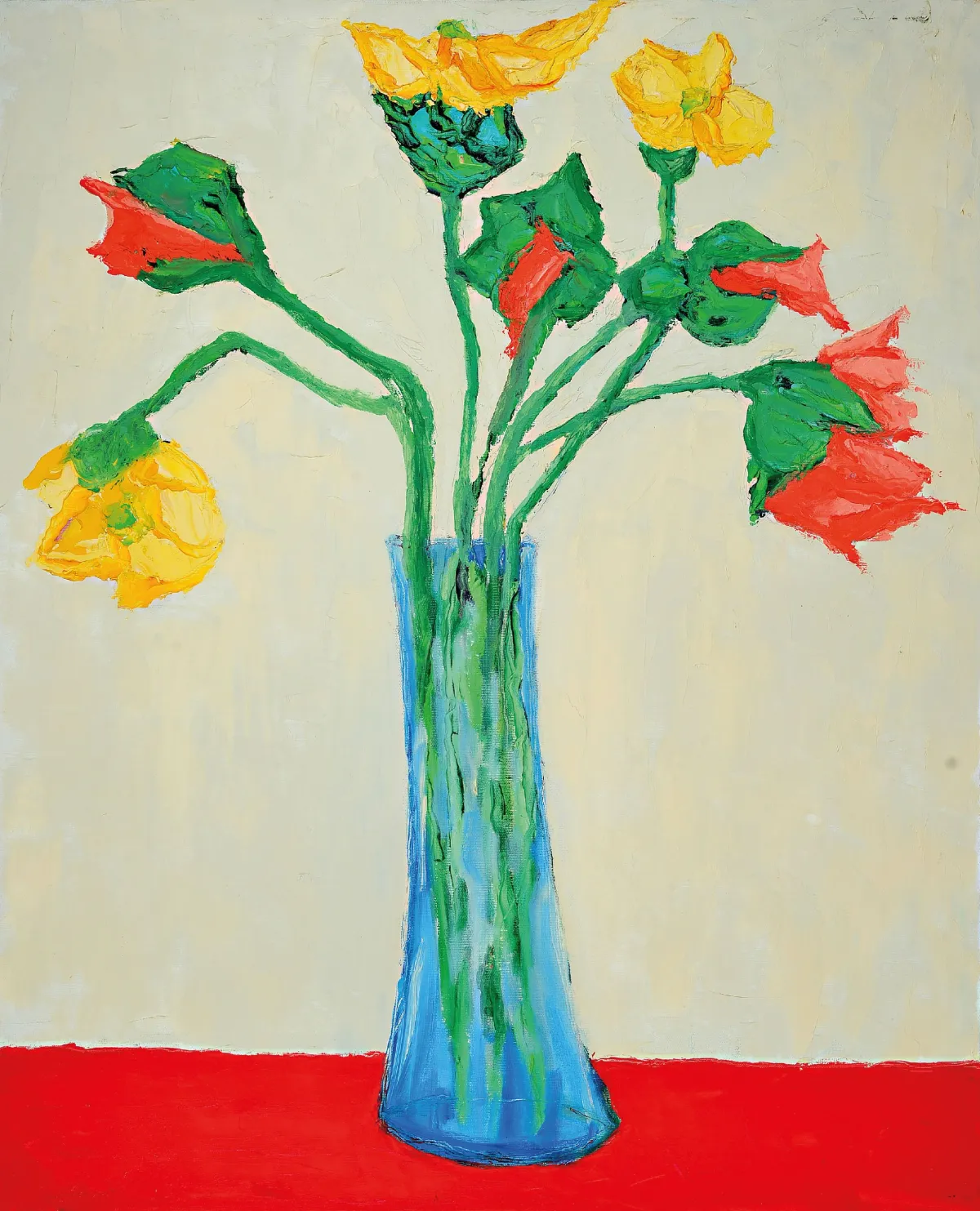 Gernot Kissel, 1939 Worms-2008, Stillleben mit Tulpen, verso signiert, Öl/Lwd, 80x66 cm