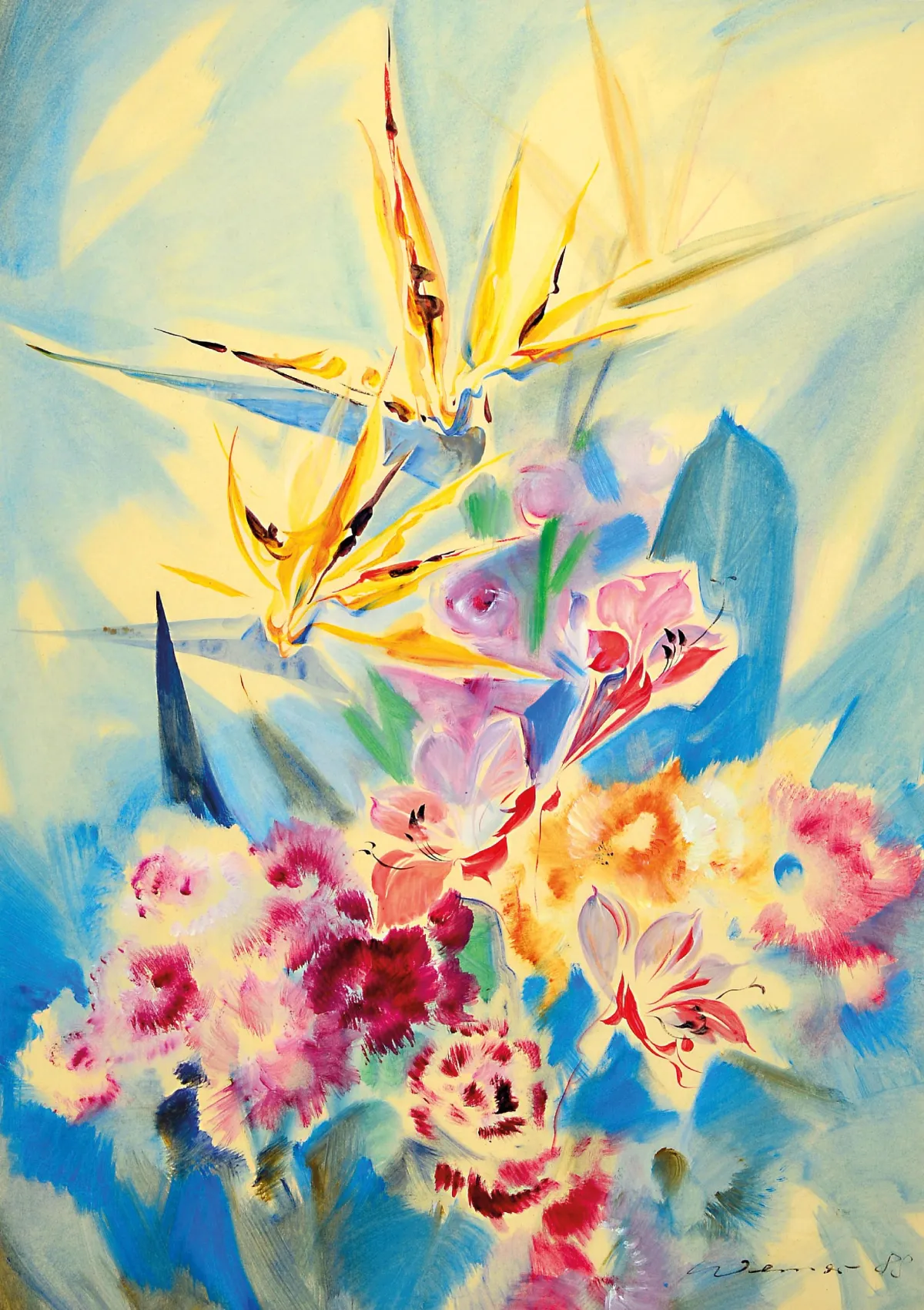 Heinz Werner, 1928 Coswig-2019, aquarel, bloemstilleven, gesigneerd en gedateerd 1988,