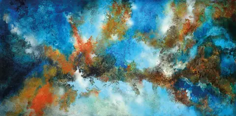 Marion Keller, geb. 1993 Eschwege, "Secrets", 2025, acryl/linnen, UV-beschermende lak, gesigneerd
