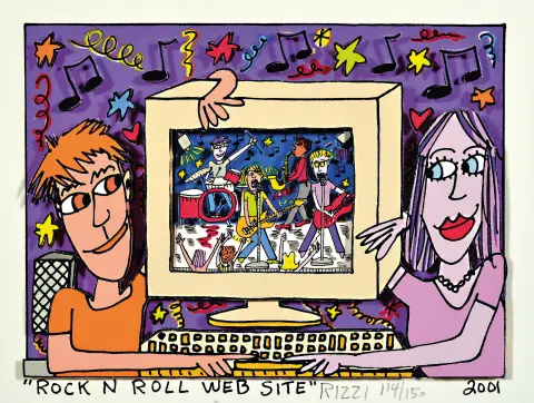 James Rizzi, 1950-2011 New York, 3D-constructie, "Rock N Roll Web Site", 2001,