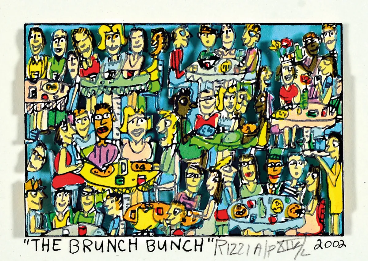 James Rizzi, 1950-2011 New York, 3D konstrukce, "The Brunch Bunch", 2002,
