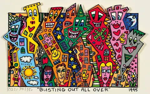 James Rizzi, 1950 - 2011 New York, "Busting Out All Over", construction 3D,