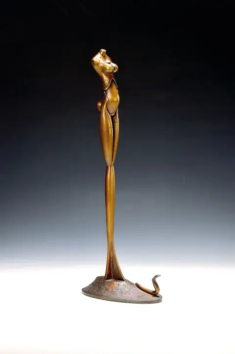 Paul Wunderlich, 1927-2010, bronzová plastika, Eva s hadem, monogram P.W. a num