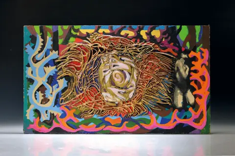Harry Maclean, 1908-1994, tableau de matériaux ou relief, "Le martyre de saint Sébastien",