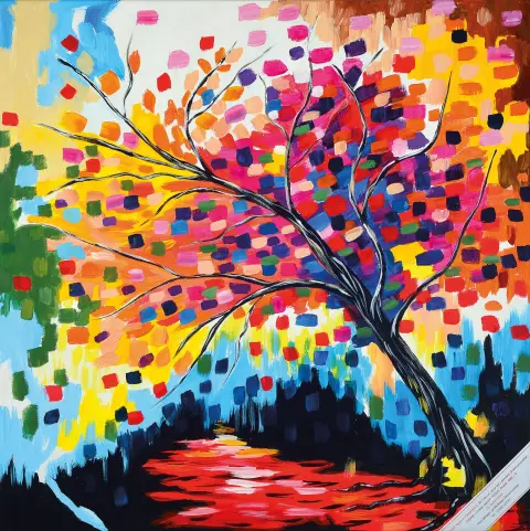 Maria Winter, née à Saint-Pétersbourg, vit et travaille en Allemagne, arbre coloré dans