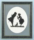 Scherenschnitt, 20. Jh. – ca. 16,5 x 18 cm, "Dame und Kavalier mit Hund", undeutlich handsign., R;