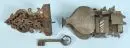 Serrures de meuble, 2 pièces – fer forgé, formes variées, 1 avec décor ajouré, L= 19/24 cm, 18e/19e s., 1 avec clé