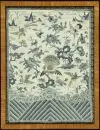 Broderie de soie – 30 x 23 cm, motif paysager avec oiseaux et arbres, Chine, dans cadre en bois