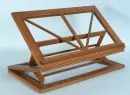 Music stand – wood, stained brown, height-adjustable, folded 37.5 x 63 x 7.5 cm, locks slightly damaged