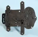 Serrure de coffre – fer forgé (patiné), L= 23 cm, XVIIe s., avec clé, endommagée