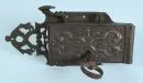 Door lock – wrought iron (patinated), relief and openwork decorations, L= 33 cm, 17th c., with key, slightly...