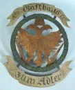 Inn sign "Gasthaus Zum Adler" – wrought iron/sheet metal, polychrome, double-headed eagle, H= 56 cm, probably 19th c.