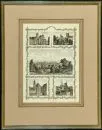 Augsburg, Souvenirblatt – Holzstich, handkoloriert, 30 x 21 cm, 4 Teilansichten und 1 Gesamtansicht, um 1880, leicht gebräunt, R;