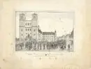 Kempten, vue de St. Lorenz – lithographie, 24 x 35 cm, légendée "Einzug der Veteranen des Stadt- u. Landgerichts-Bezirks Kempten, in der Pfarrkirche…"