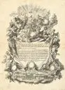 Kempten, La Congrégation Mariale – Gravure sur cuivre, 45 x 33 cm, lettre de sauf-conduit, par Heissig, 18e s., brunie et tachée, coin inf. gauche collé;