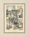 Wood engraving, around 1900 – hand-colored, 24 x 17 cm, titled "Straw Hat Production in Lindenberg", after a drawing by Hans Kaufmann, P;