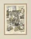Gravure sur bois, vers 1900 – coloriée à la main, 24 x 17 cm, intitulée "Fabrication de chapeaux de paille à Lindenberg", d'après un dessin de Hans Kaufmann, P;
