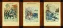 Lithographies, 3 pièces – coloriées à la main, env. 15 x 11 cm chacune, "Scènes de bataille de la Révolution badoise 1848/49", signées dans la pierre, 19e s.