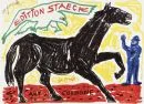 Penck, A.R., 1939 Drážďany - 2017 Curych – Barevný sítotisk, list 59,5 x 84 cm, "Schwarzes Pferd", označeno "Edition Staeck - Art Cologne", ručně podepsáno, podepsáno v tisku
