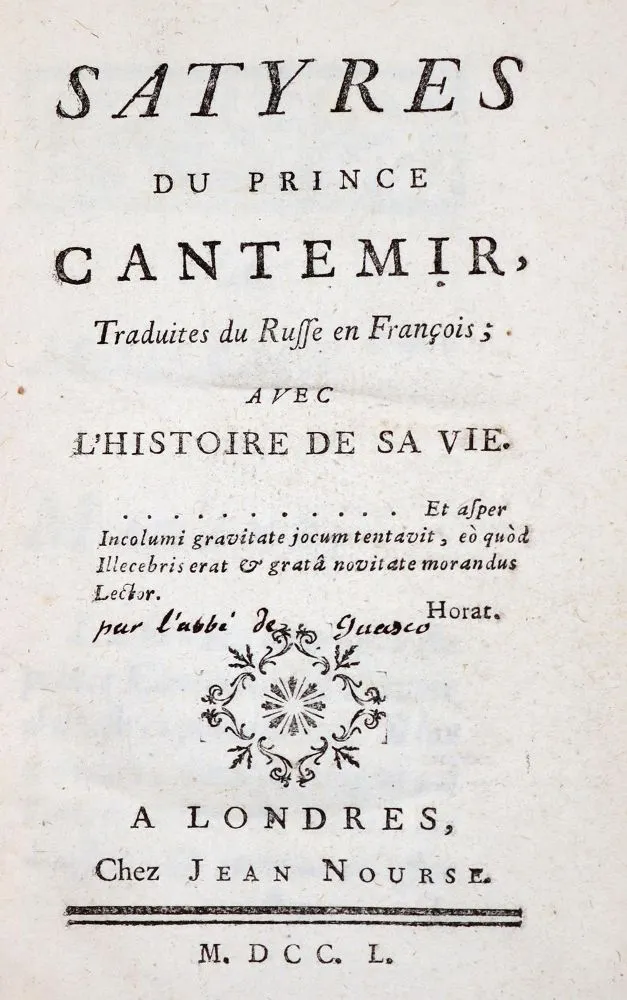 Kantemir,(A.D.). – Satyres