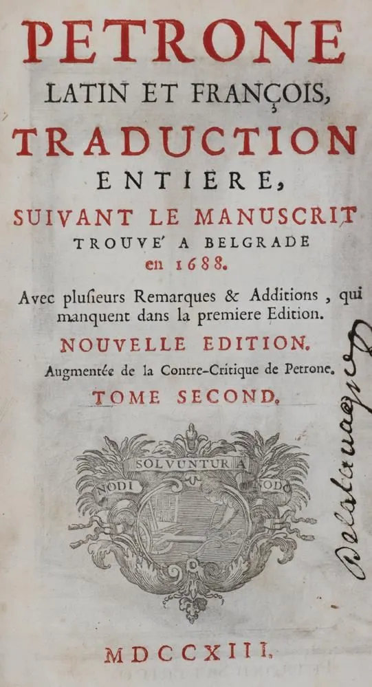 Petronius Arbiter,T. – (Satyricon.) Latin et francois (par Nodot)