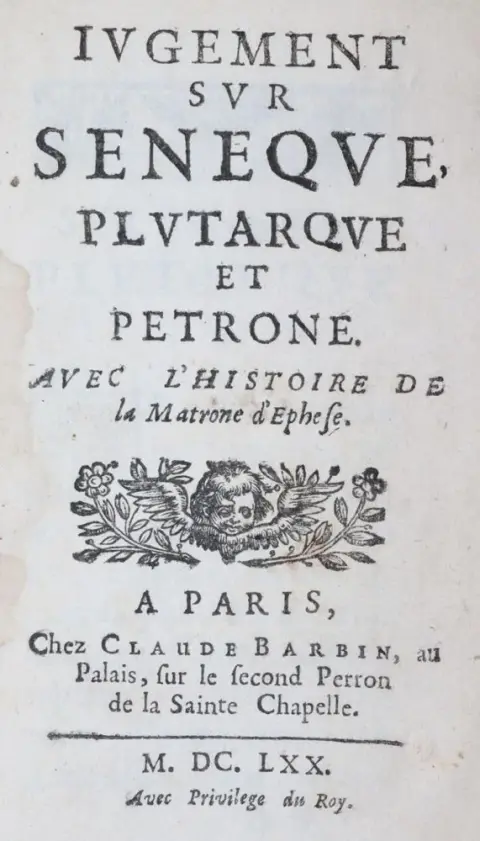 (Saint-Evremont,C.de Marguetel de Saint Denis). – Iugement sur Seneque, Plutarque et Petrone, avec l'histoire de la Matrone d'Ephese