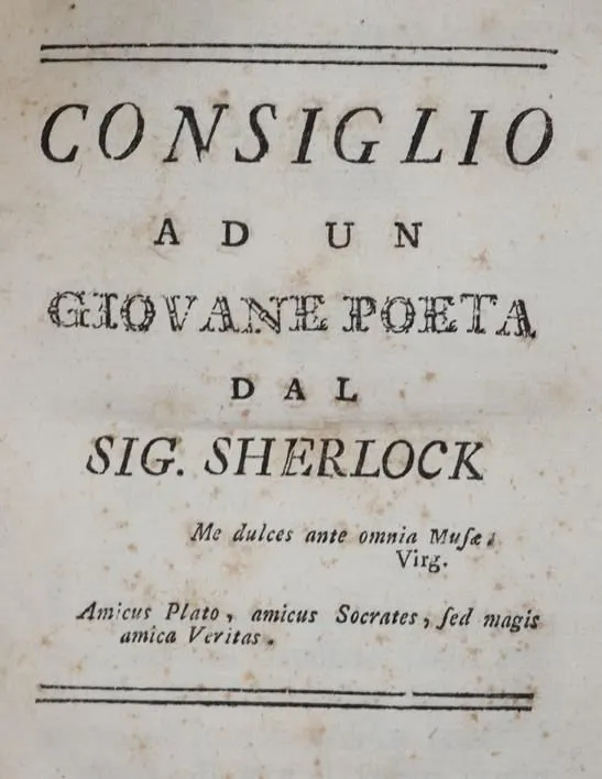 Sherlock,(M.). – Consiglio ad un giovane poeta